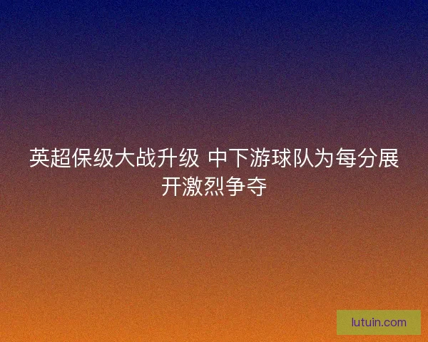 英超保级大战升级 中下游球队为每分展开激烈争夺 英超保级大战升级 中下游球队为每分展开激烈争夺